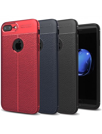 iPhone 7 Plus / 8 Plus Kılıf Focus Deri Desen Silikon Arka Kapak