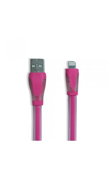 iPhone Lightning Led Işıklı Şeffaf USB Kablo Pembe…