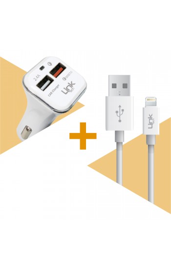 LinkTech C517 Lightning Qualcomm 3.0 Çift Girişli Oto Şarj Aleti…