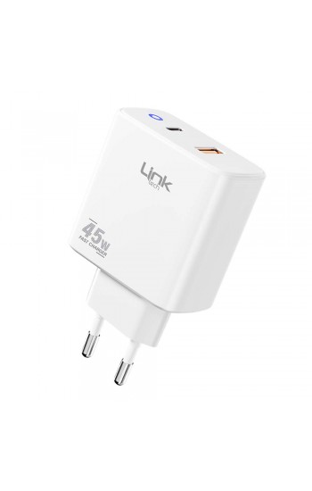 LinkTech C215 45W USB 3.0 + Type-C PD Şarj Adaptörü (Başlık) Beyaz…