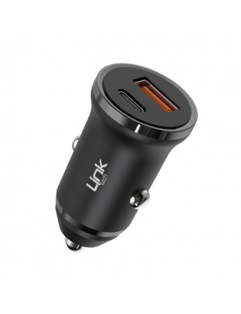 Linktech C484e 20W PD Type-C + USB Araç İçi Şarj Adaptörü (Başlık) Siyah