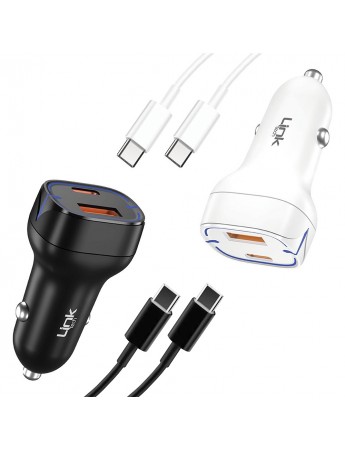 LinkTech C496 Araç Şarj Cihazı 38W PD Type-C to Type-C Kablolu 3A