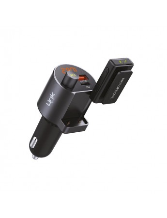 LinkTech Car RF12 FM Transmitter 38W PD QC3.0 LCD Ekran USB+Type-C