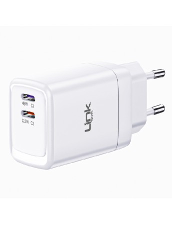 LinkTech G831 Premium 45W PD GaN 2x USB-C Şarj Adaptörü (Başlık)