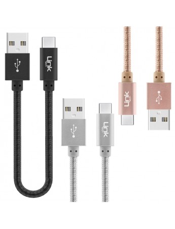 LinkTech K553 Type-C USB Örgü Metal 30cm Data/Şarj Kablosu