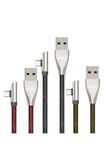 LinkTech K591 Type-C Örgü 90 Derece Ledli 1.2mt USB Şarj ve Data Kablos…