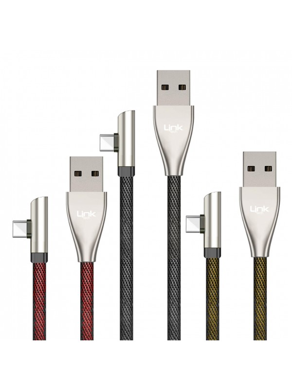 LinkTech K591 Type-C Örgü 90 Derece Ledli 1.2mt USB Şarj ve Da…