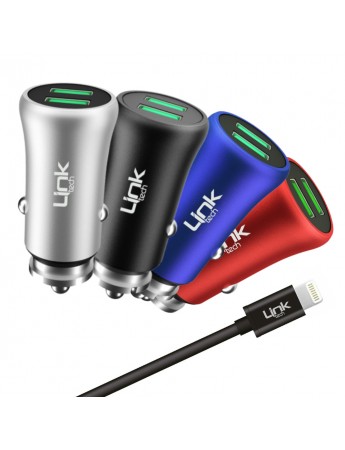 LinkTech M582 12W 2.4A Metal Araç Şarj Aleti ve iPh Lightning Kablo Set