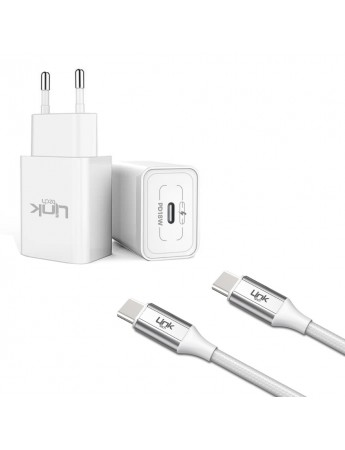LinkTech S666 Premium 18W QC 3.0 Type-C to Type-C Kablolu Şarj Aleti Beyaz