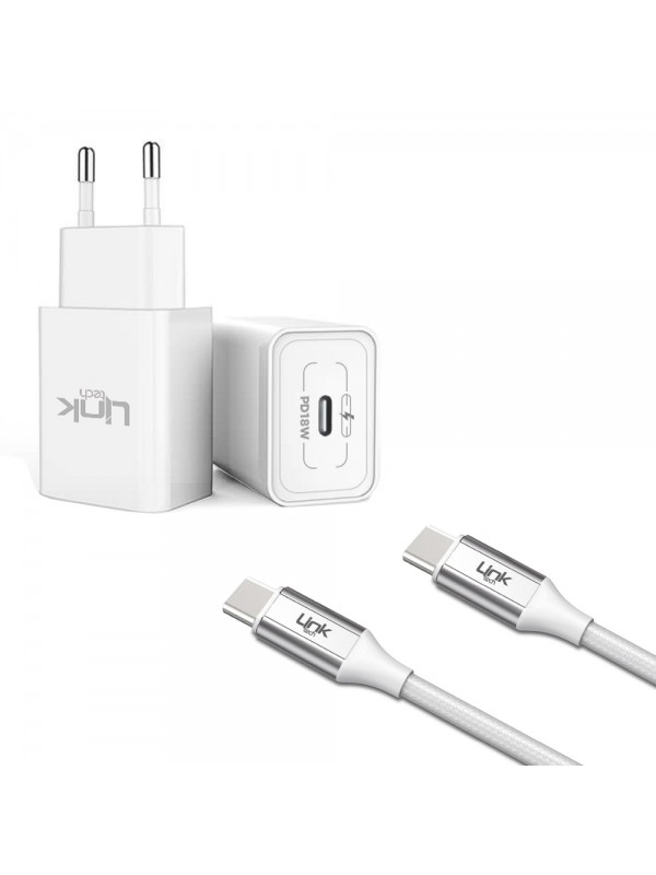 LinkTech S666 Premium 18W QC 3.0 Type-C to Type-C Kablolu Şarj Aleti Beya…