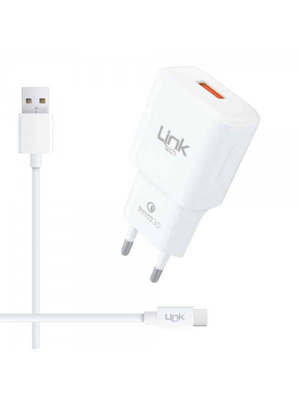 LinkTech T443 12W 2.4A QC3.0 Hızlı Şarj Aleti Type-C Kablo Set 1.2mt…