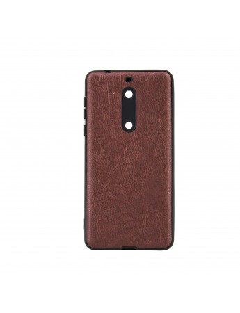 Nokia 5 360 Derece Slim Premium Deri Görünümlü Silikon Kılıf Kahvereng