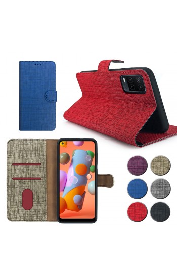 Oppo A54 Kılıf FitCase Fabric Kapaklı Cüzdanlı…