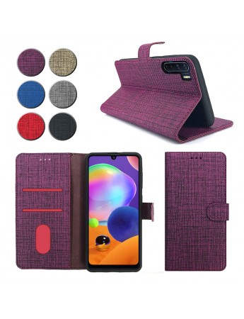 Oppo A91 Kılıf FitCase Fabric Kapaklı Cüzdanlı