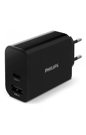 Philips DLP2621 30W USB-A +  Type-C Şarj Adaptörü Siyah…
