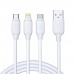 Rock G12 Three Primary 3in1 Data/Şarj Kablosu 3A 1.2mt (Lightning+Type-C+Micro USB)