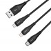Rock Hi-Tensile Three Primary 3in1 Şarj Kablosu 3A 1.2mt (Lightning+Type-C+Micro USB)