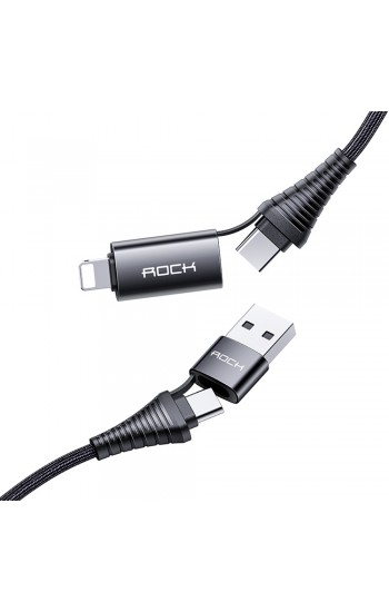 Rock R12 4in1 Şarj ve Data Kablosu PD Hızlı Çok Fonksiyonlu 1mt 3A - S…