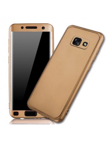 Samsung A7 2017 (A720) 360 Derece Slim Premium Silikon Kılıf Gold