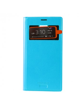 Samsung G900FQ S5 Dikişli Cüzdanlı Kılıf ARIUM SKIN Mavi