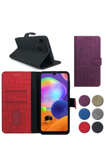 Samsung Galaxy A20 (A205) Kılıf FitCase Fabric Kapaklı Cüzdanlı…