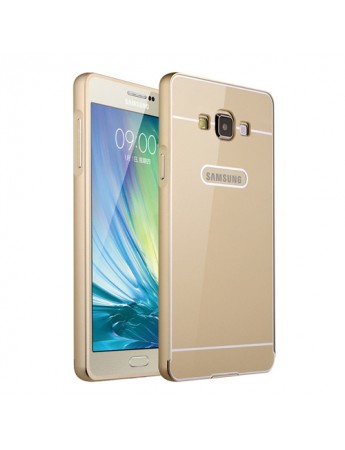 Samsung Galaxy A3 0,7 mm Metal Bumper Arka Koruma Kapaklı Gold