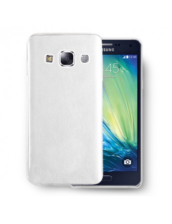 Samsung Galaxy A5 (A500) Kılıf Deri Dokulu Arka Kapak Beyaz
