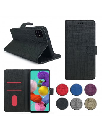 Samsung Galaxy A51 (A515) Kılıf FitCase Fabric Kapaklı Cüzdanlı