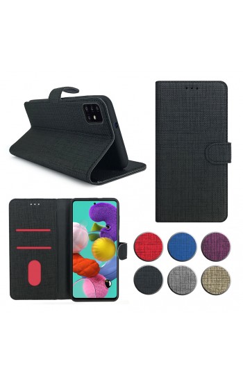 Samsung Galaxy A51 (A515) Kılıf FitCase Fabric Kapaklı Cüzdanlı…