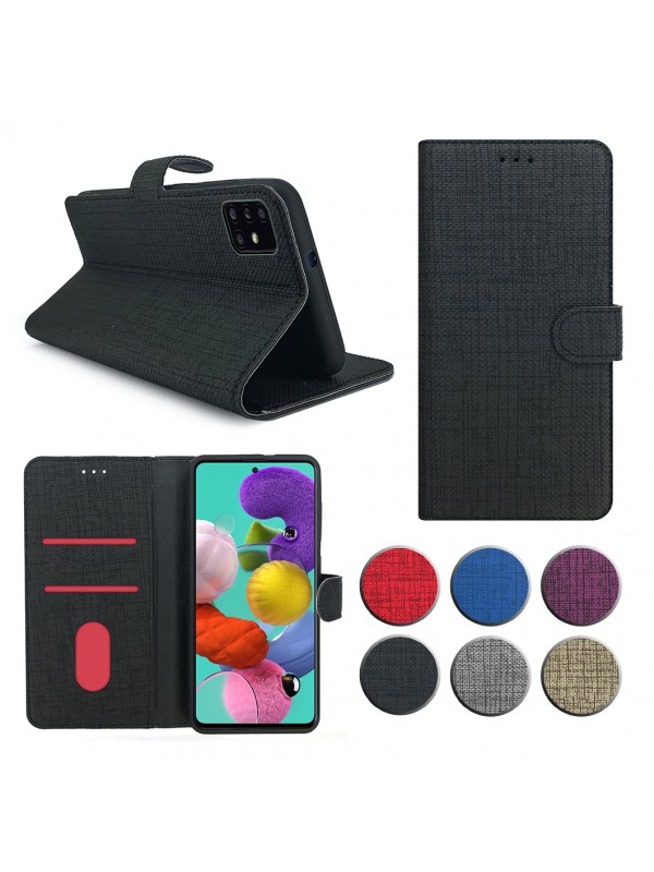 Samsung Galaxy A51 (A515) Kılıf FitCase Fabric Kapaklı Cüzdanlı…