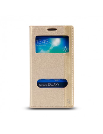 Samsung Galaxy A7 (A700) Gizli Mıknatıslı Pencereli Magnum Kılıf Gold