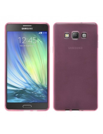 Samsung Galaxy A7 (A700) Kılıf Soft Silikon Şeffaf-Pembe Arka Kapak