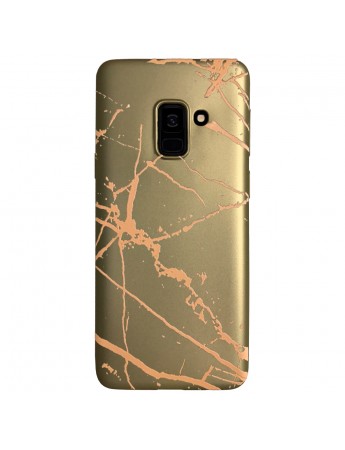 Samsung Galaxy A8 Plus (A730) Fırça Desen Silikon Arka Kapak Gold