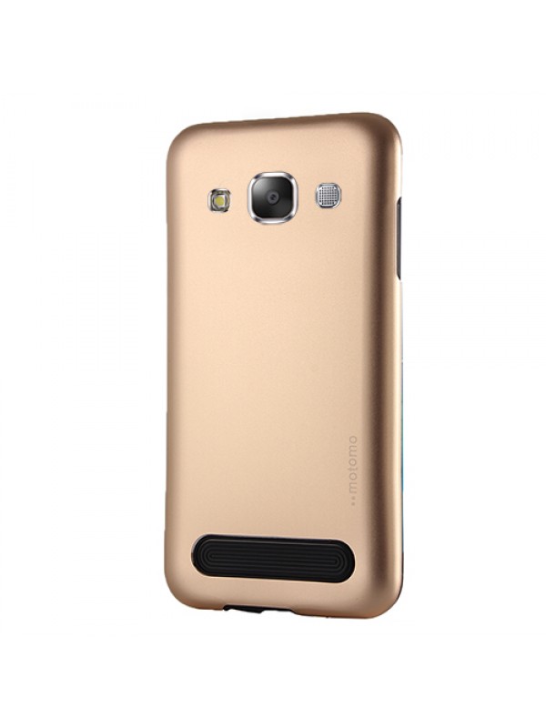 Samsung Galaxy E5 New Motomo Metal TPU Arka Kapak Gold