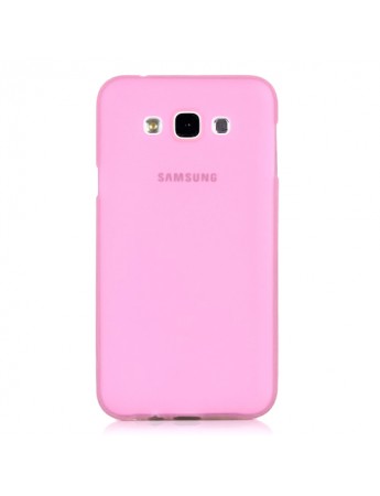 Samsung Galaxy E7 (E700) Kılıf Soft Silikon Şeffaf-Pembe Arka Kapak