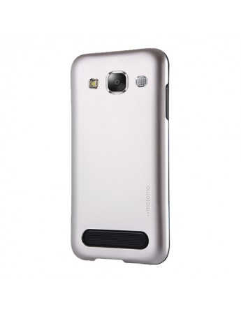 Samsung Galaxy E7 New Motomo Metal TPU Arka Kapak Silver