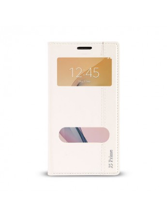 Samsung Galaxy J5 Prime (G570) Gizli Mıknatıslı Pencereli Magnum Kılıf Beyaz