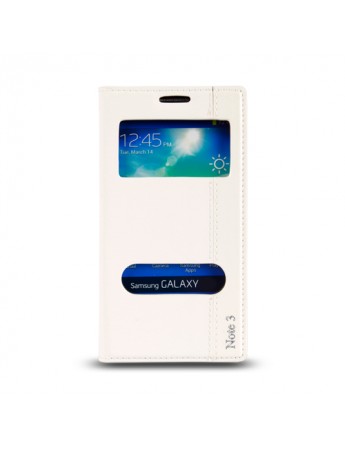 Samsung Galaxy Note 3 Neo (N7500) Gizli Mıknatıslı Pencereli Magnum Kılıf Beyaz