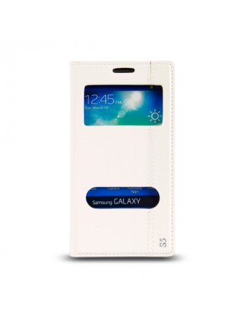 Samsung Galaxy S5 (G900) Gizli Mıknatıslı Pencereli Magnum Kılıf Beyaz
