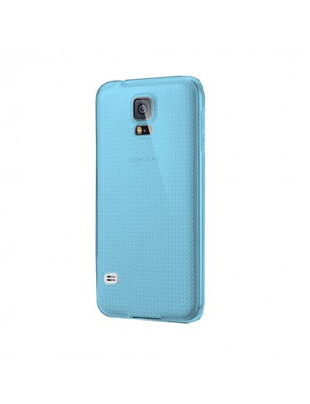 Samsung Galaxy S5 (G900) Kılıf Soft Silikon Şeffaf-Mavi Arka Kapak