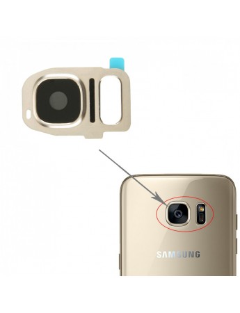 Samsung Galaxy S7 G930 Kamera Lensi Kamera Camı Çerçeveli - Gold