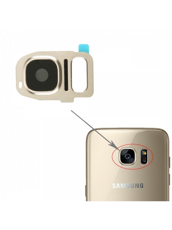 Samsung Galaxy S7 G930 Kamera Lensi Kamera Camı Çerçeveli - Gold…