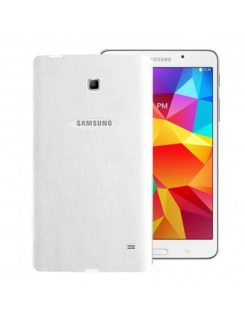 Samsung Galaxy Tab 4 T230 7" Kılıf Deri Dokulu Silikon Arka Kapak Beyaz