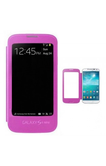 Samsung I9190 Galaxy S4 Mini Tam Camlı Pencereli Kılıf Pembe…