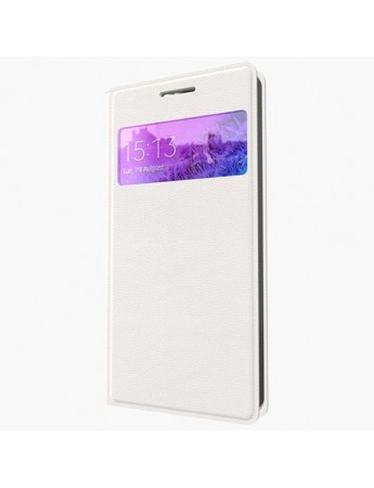 Samsung I9190 S4 Mini S View Dikişli Deri Pencereli Uyku Modlu Kılıf Beyaz