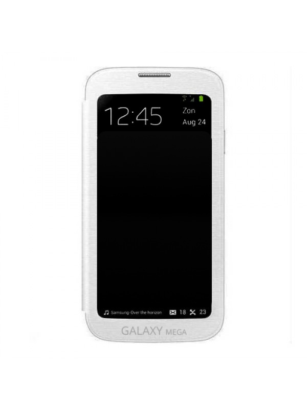Samsung I9200 Mega Tam Camlı Pencereli Kılıf Beyaz
