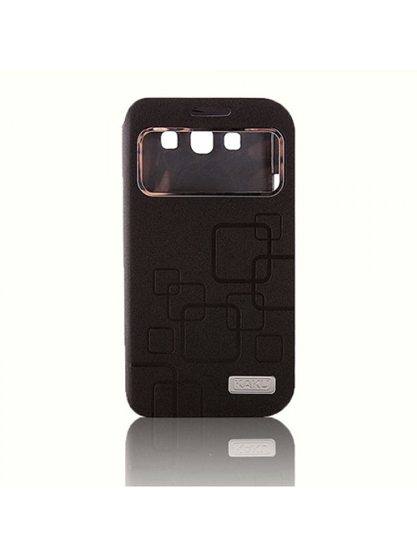 Samsung S3 I9300 KakuSiga Yan Kapaklı Kılıf Siyah