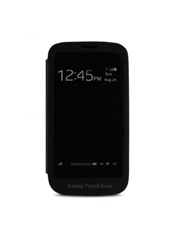 Samsung S7562 Galaxy Trend Tam Camlı Pencereli Kılıf Siyah…