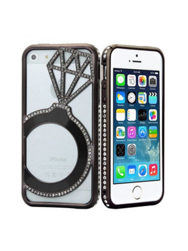 Shengo iPhone 6 TekTaşlı Metal Diamond Series Kılıf Siyah