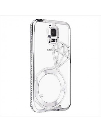 Shengo S5 G900 TekTaşlı Metal Diamond Series Kılıf Silver